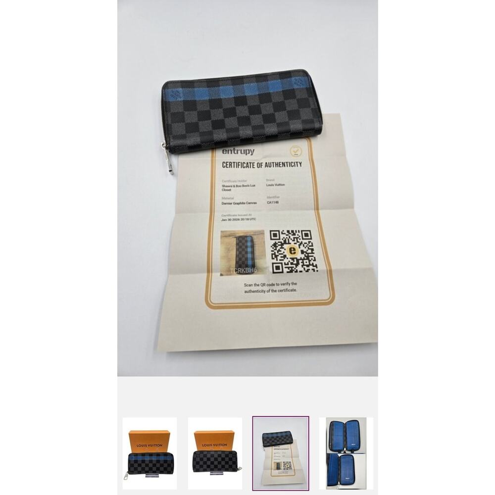 CG008 Louis Vuitton Ltd Edition Graphite Damier Blue Stripe Organizer Wallet COA - Picture 2 of 2